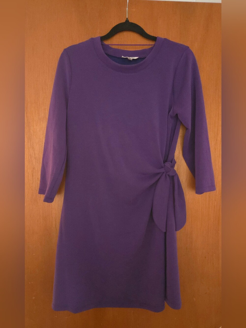 Cable & Gauge Sport Purple Side-Tie Long Sleeve Dress